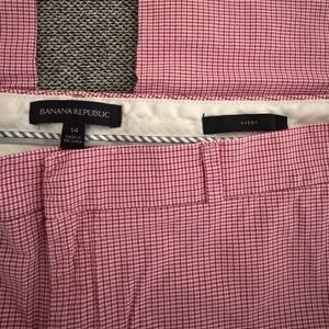 Banana Republic Avery Summer Crop Pant 14 red micro checkers